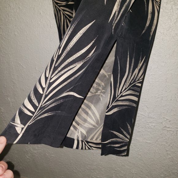 Harve Benard 100% Silk 2-Piece Outfit Set Button Up Shirt Top & Crop Pants Sz 14 - Picture 10 of 12